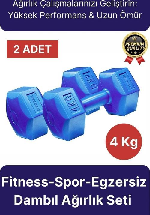 Premium Kalite Fitness Spor Egzersiz Vücut Kas Geliştirme Mavi 4 Kg Dambıl Ağırlık Seti - 2 Adet
