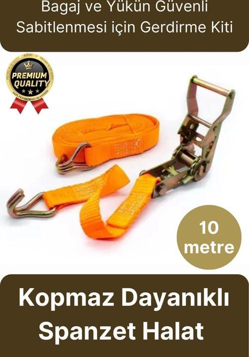 Çok Amaçlı Kopmaz Dayanıklı Kancalı Güvenli Sabitleme Gırgır Yük Gerdirme Kiti Spanzet Halat 10 mt
