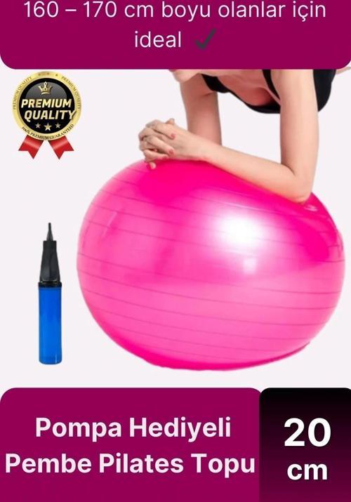 Premium Mini Gymball 20cm Jimnastik Denge Fitness Spor Şişirme Pompası Hediyeli Pembe Pilates Topu