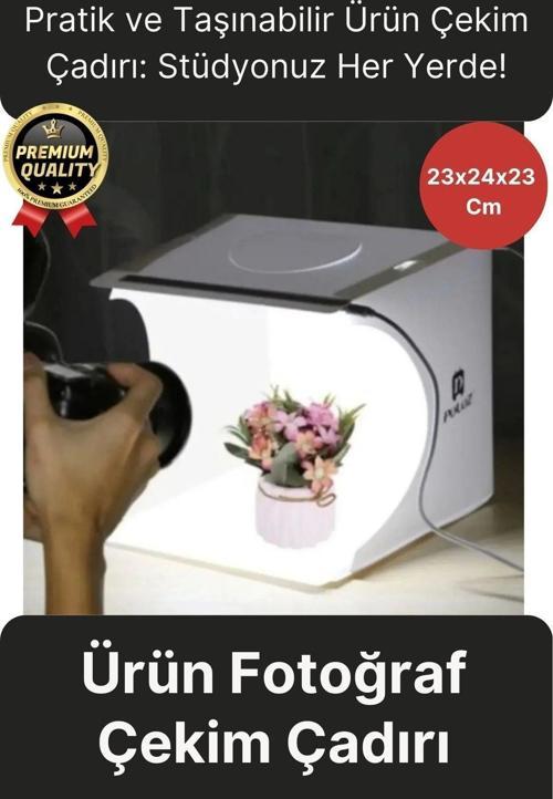 Çok Amaçlı Portatif Taşınabilir Beyaz Led Işıklı Pratik Mini Fon Fotoğraf Stüdyosu Ürün Çekim Çadırı