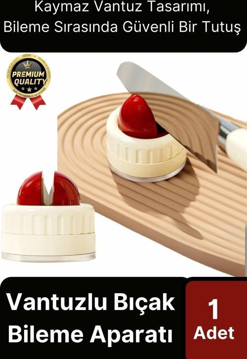 Premium Pratik Keskin Makas Şef Mutfak Paslanmaz Vantuzlu Mini Bıçak Bileme Aparatı Aleti - 1 Adet