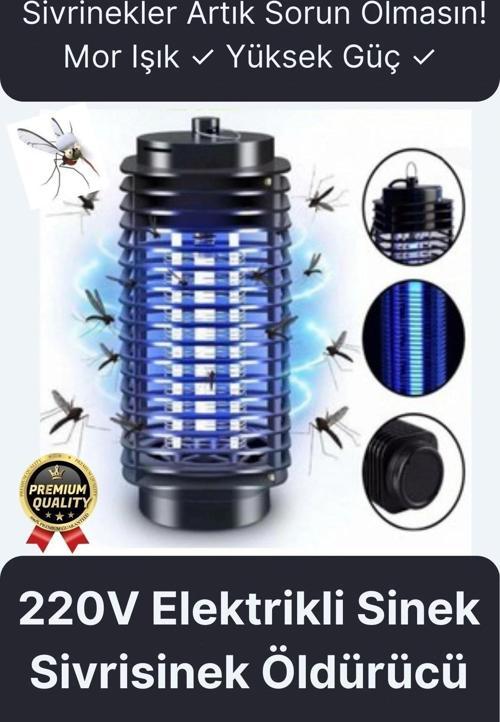 Çok Fonksiyonlu Asılabilir Sessiz Prizli Elektrikli Cız Lamba 220V Mor Işık Kara Sivrisinek Öldürücü