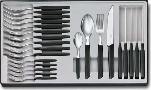 ​Victorinox 6.9093.12W.24 Swiss Modern Siyah Masa Seti, 24 Parça