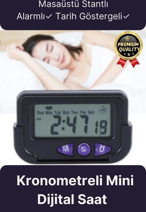 Çok Fonksiyonlu Kronometreli Alarmlı Tarih Göstergeli Masaüstü Ders Sınav Çalışma Mini Dijital Saat