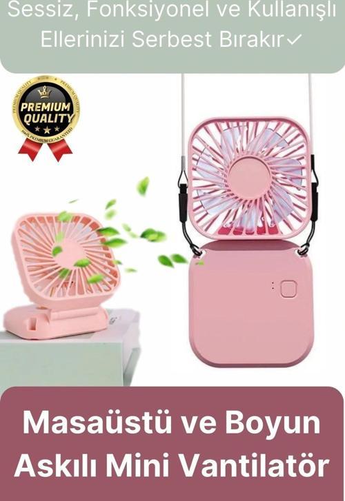 Çok Fonksiyonlu Taşınabilir Sessiz Serinletici Şarjlı Fan Masaüstü Ve Boyun Askılı Mini Vantilatör