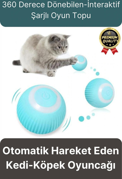 Dayanıklı 3 Modlu Otomatik Hareket Eden Interaktif 360 Derece Dönebilen Oyuncak Kedi Köpek Topu