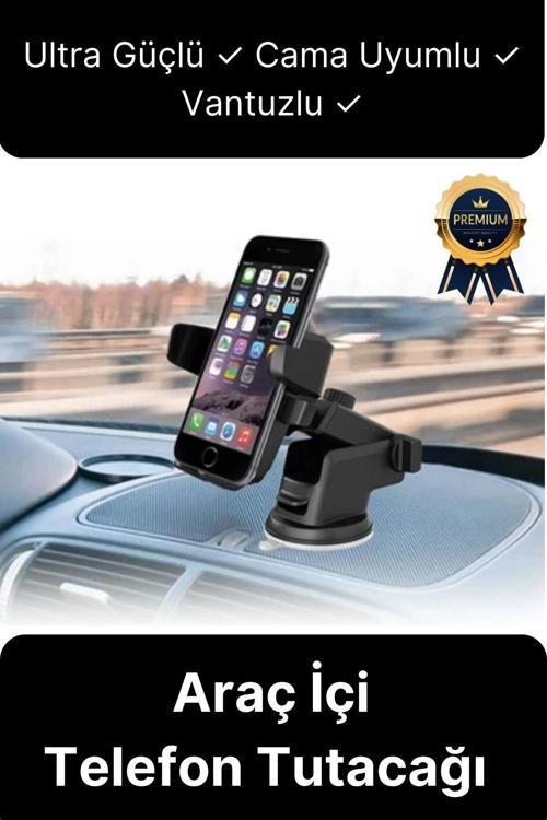 Dayanıklı Ayarlanabilen Vantuzlu Ultra Güçlü Cama Uyumlu Araç Torpido Araba İçi Telefon Tutacağı
