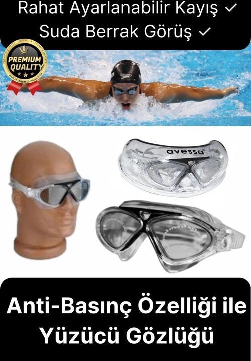 Deluxe Ayarlanabilir Kayış Deniz Havuz Su Geçirmez Plastik Antifog Kutulu Yetişkin Yüzücü Gözlüğü