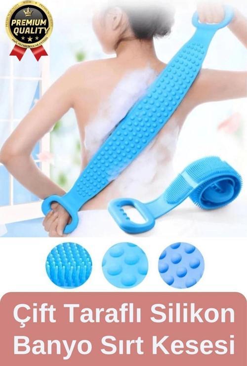 Yıkanabilir Back Scrubber Masaj Etkili Silikon Çift Taraf Duş Lifi Banyo Sırt Kesesi Büyük Boy 70cm