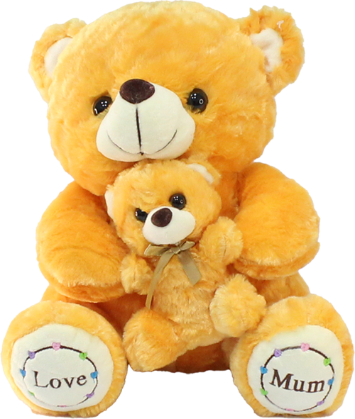 Love Mum Yavrulu Anne Ayı Peluş Oyuncak 30 Cm