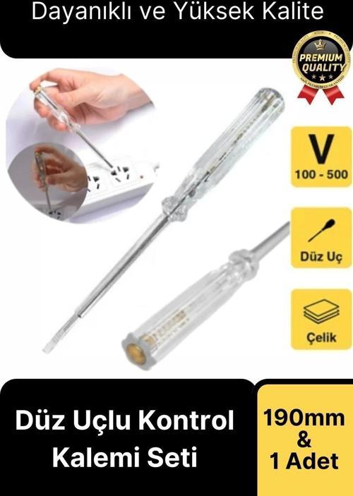 Özel Üretim Ev Ofis Akım Test Uzun Vida Tornavida Düz Uçlu Elektrik Kontrol Kalemi Seti 190mm-1 Adet