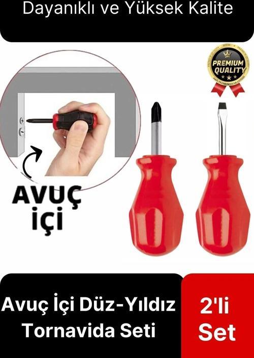 Özel Üretim Kaliteli Dayanıklı Ergonomik Tadilat Vidalama Avuç İçi Düz Yıldız 2'li Tornavida Seti