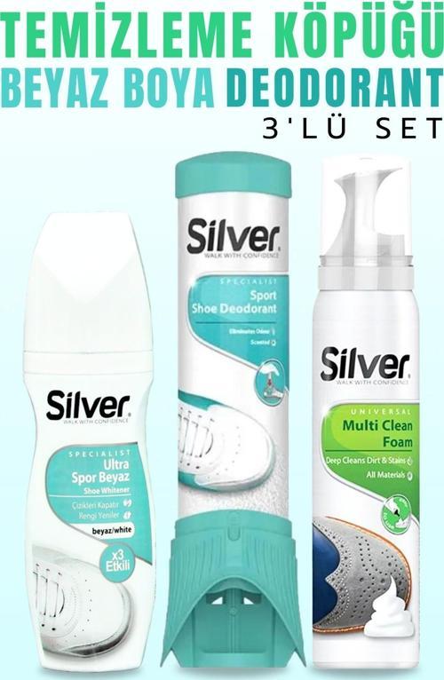 Kumaş Deri Spor Beyaz Ayakkabı Boyası + Ayakkabı Deodorantı + Spor Ayakkabı Temizleme Köpüğü 125 ml