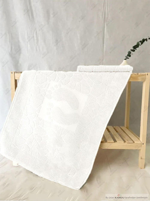 Kamdu 1 Adet 50X70Cm Pamuk Ayak Paspası, Havlu Paspas, Taş İşleme Ayak Desenli Paspas