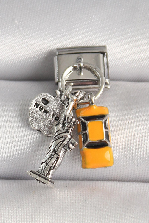 316L Çelik Gümüş Renk Sarı Taksi Özgürlük Heykeli Model Nomination Charm SL11203