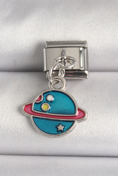 316L Çelik Gümüş Renk Mavi Satürn Model Nomination Charm SL11194