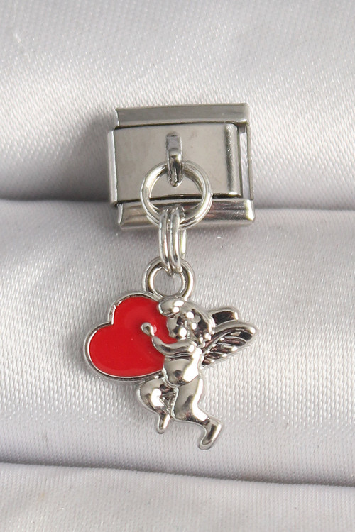 316L Çelik Gümüş Renk Kırmızı Kalp Eros Model Nomination Charm SL11285