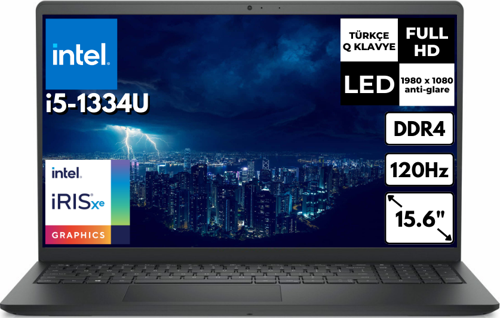 Inspiron 15 3530 i5-1334U 48GB 512 GB SSD 15.6" FHD 120Hz Windows 11 Pro Notebook I35303401U BT65