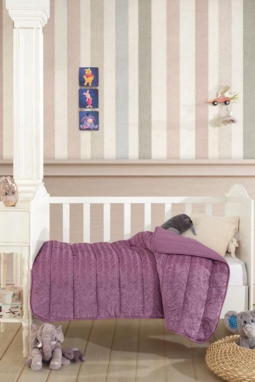 Velvet Bebek Yorgan (150x100 cm) Mürdüm