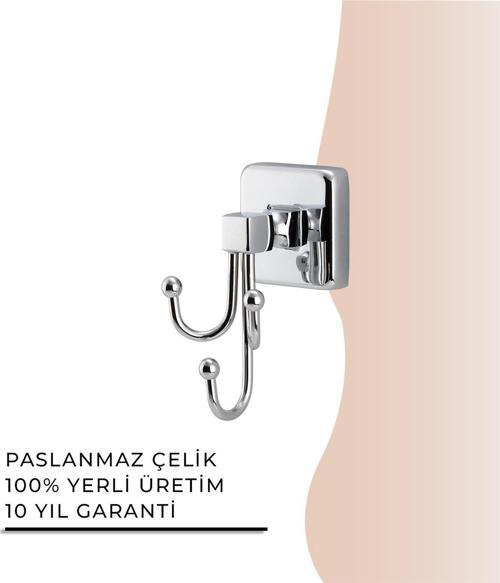 İGK YAPI - Çelik Banyo Kumru Üçlü Bornozluk (KU10-055)