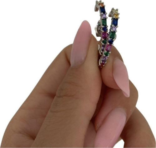 Crescent Colourful Diamond Earring