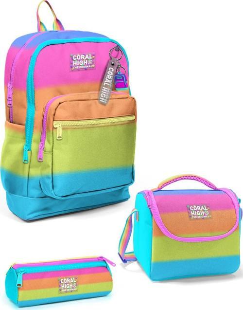 Kids Renkli Çizgili 3’lü Okul Çanta Seti SET0123770