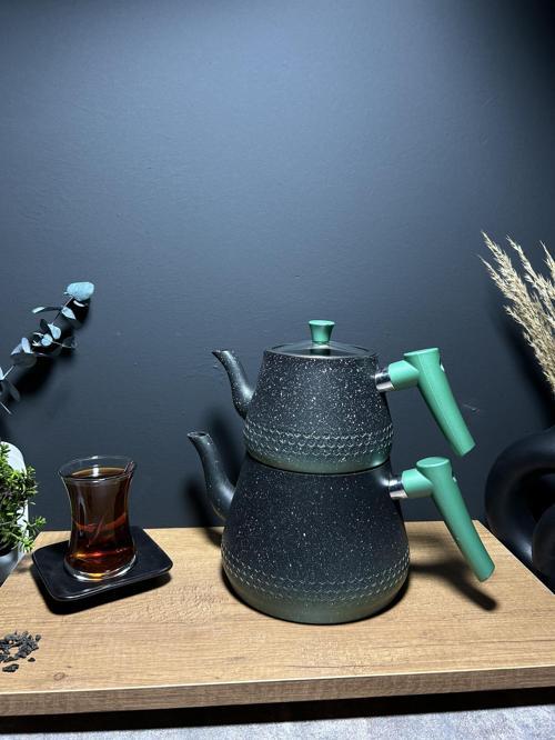 Lüx Çift Renk Granit Çaydanlık Takımı