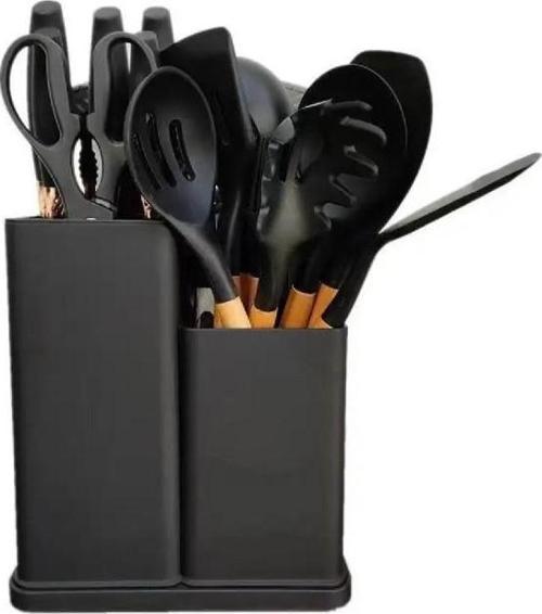 19 Parça Standlı Mutfak Servis Takımı Bıçak Seti Siyah