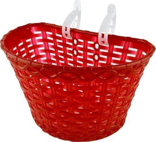 16-20 Jant Uyumlu Hasır Desenli Plastik Çocuk Bisikleti Ön Sepet Kırmızı