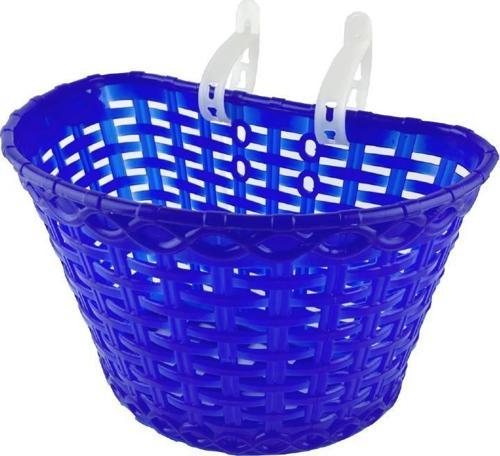 16-20 Jant Uyumlu Hasır Desenli Plastik Çocuk Bisikleti Ön Sepet Mavi