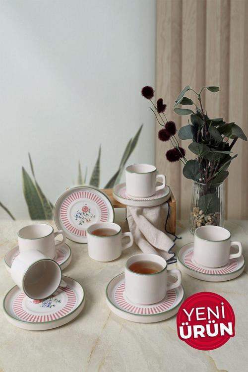 Rose Line Stackable Çay Takımı 12 Parça 6 Kişilik 22910-12