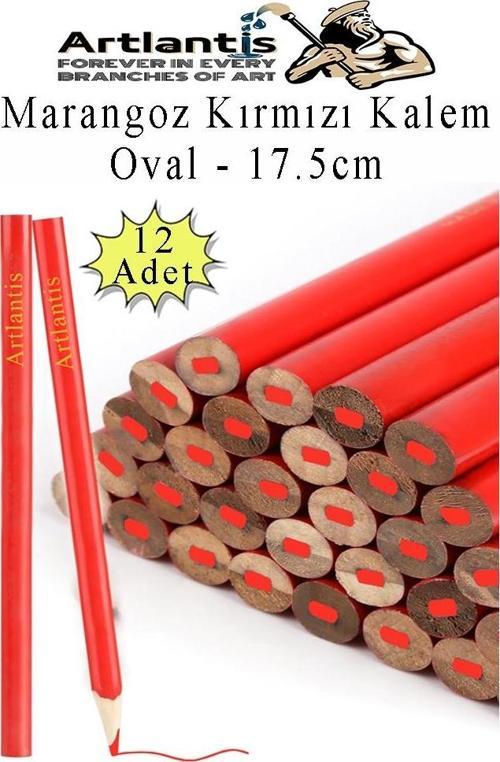 Marangoz Kalem Kırmızı Oval 12 Adet 1 Paket Kalın Oval Marangoz İnşaat Kalemi Aşap Beton İşaretleme Kalemi Kalın Kalem