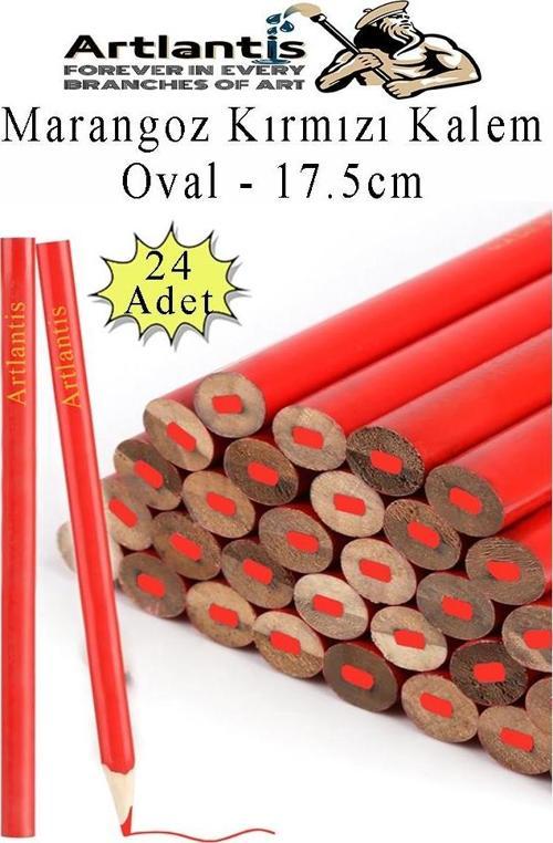 Marangoz Kalem Kırmızı Oval 24 Adet 1 Paket Kalın Oval Marangoz İnşaat Kalemi Aşap Beton İşaretleme Kalemi Kalın Kalem