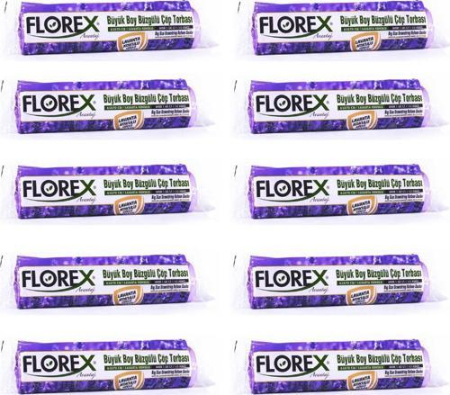 60 Litre Büzgülü Lavanta Kokulu Çöp Torbası Poşeti / 65 x 70 Cm. - 10x10 Rulo / Paket
