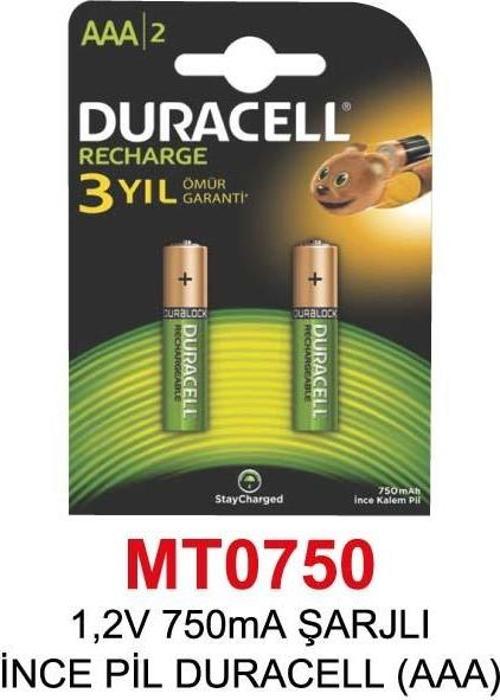 1,2V 750mA ŞARJLI İNCE PİL DURACELL (AAA)