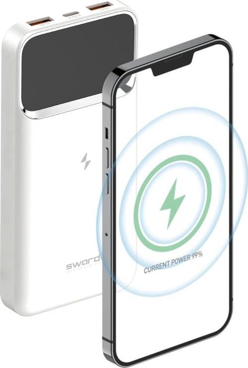 10.000mAh Kablosuz Powerbank 22.5W PD&QC Hızlı Şarj Type-C+USB+Wireless Beyaz SW-WQ11