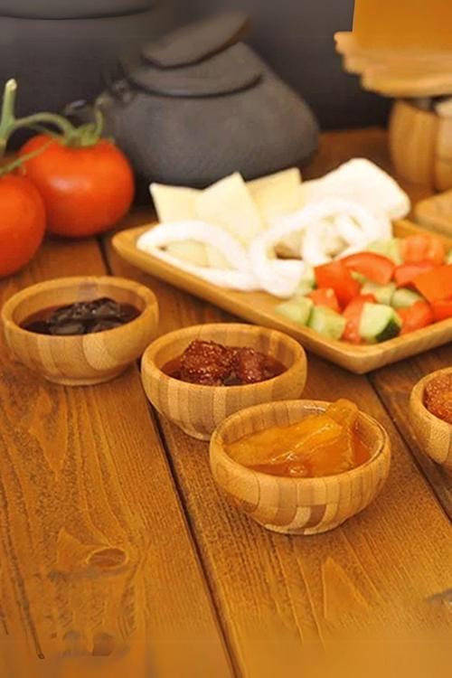6 Adet Bambu Mini Lokumluk Çerezlik Sosluk Reçellik Sunumluk Kase MIT1143
