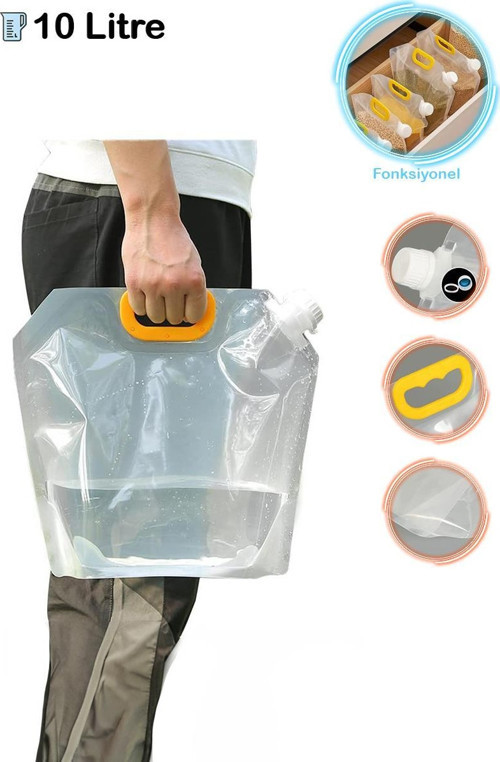 10 Litre Katlanabilir Su Çantası - Su Çantası Piknik Çantası Bakliyat Kabı Kamp Sürahisi