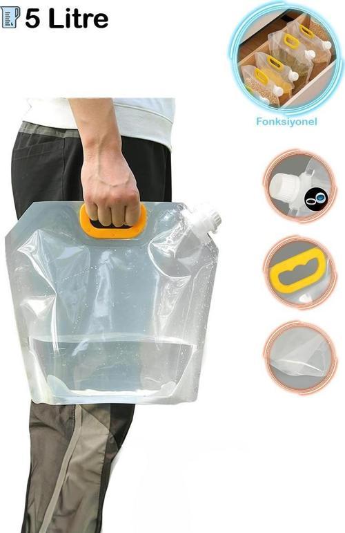 5 Litre Katlanabilir Su Çantası - Su Çantası Piknik Çantası Bakliyat Kabı Kamp Sürahisi