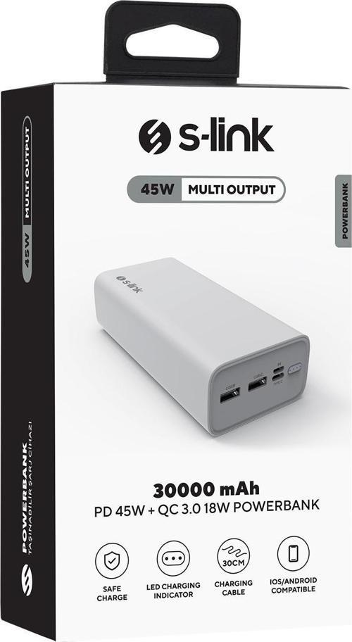 G345 30000mAh 18W Beyaz Taşınabilir Şarj Cihazı Powerbank