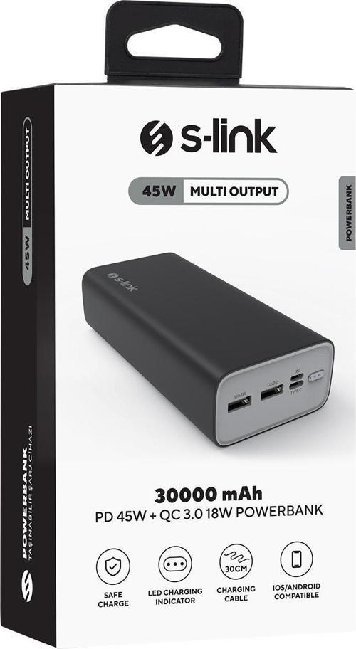 G345 30000mAh 18W Siyah Taşınabilir Şarj Cihazı Powerbank