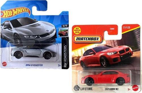 2 Araç Set - Hot Wheels Bmw i8 Roadster & Matchbox 2023 BMW M2 (1/64)