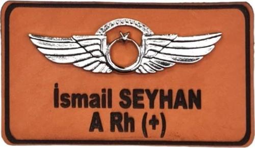 Deri Metal Rozetli Kıdemli Pilot İsimliği Tulum İsimlik - Deri İsimlik - Pilot İsimlik
