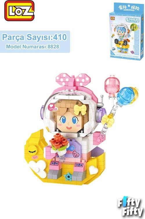 LOZ Micro Block Serisi Pembe Astronot 410 Parça Oyuncak Yapım Seti FFLZ-8828