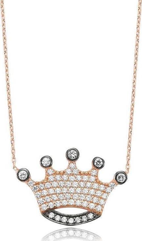 Gümüş Kraliçe Tacı Bayan Kolye