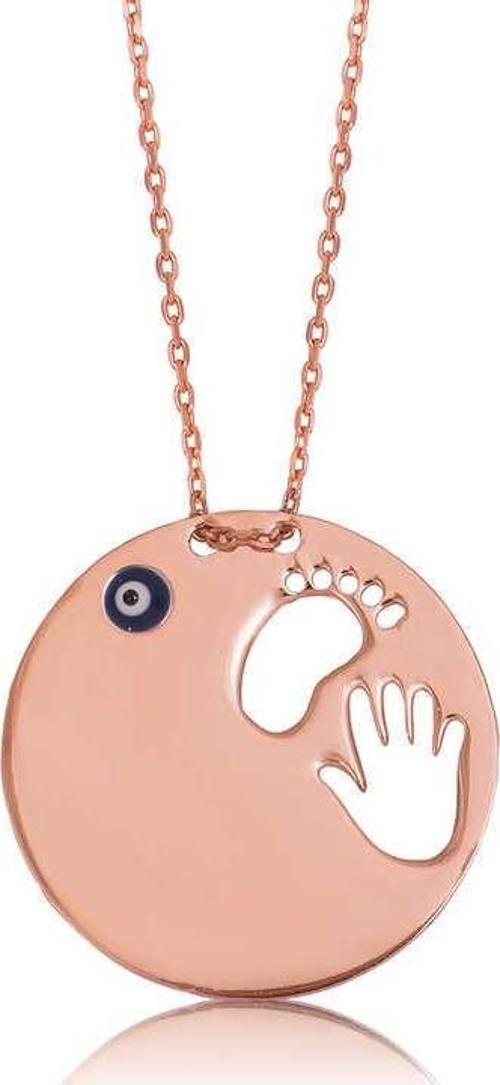 Gümüş El Ayak İzi Anne Bayan Kolye