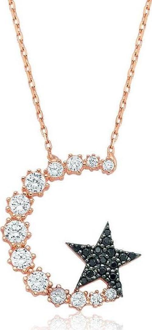 Gümüş Ay Yıldız Bayan Kolye