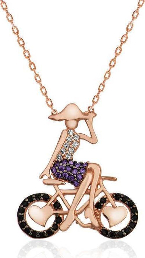 Gümüş Bisikletli Kız Kolye