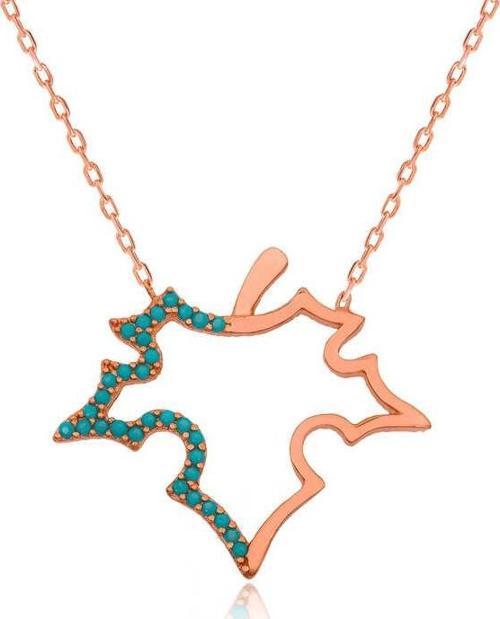 Gümüş Mavi Yaprak Bayan Kolye