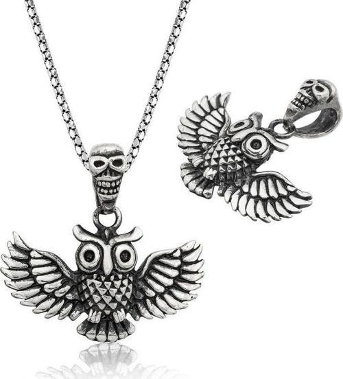 Gümüş Baykuş Erkek Kolye